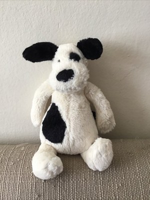 Jellycat London Little Bashful Black and Cream Puppy Dog Plush Fluffy 8 