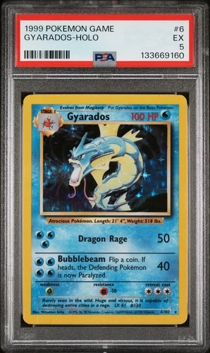 133669160 Gyarados 1999 Pokemon Unlimited 6 Rare Holo PSA 5
