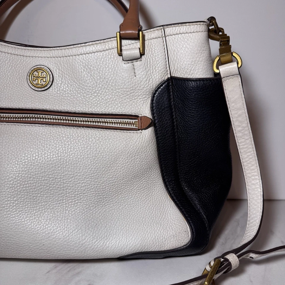 Cartera de cuero TORY BURCH Frances con mango superior en bloques de colores / 16” X 9” X 5,5” Foto 3 de 4