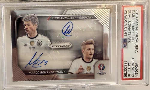 2016 Panini Prizm UEFA Euro Dual Signatures T. Muller & M. Reus PSA 10 Auto 10