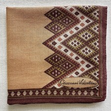 VTG Handkerchief Plain Brown Cotton Border Tribal Dark Brown Pocket Square 18"