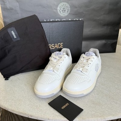 Versace Medusa White Leather Men's Sneaker Shoe, 1013377, sz 43