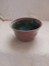 Handmade Pottery Bowl Drip Glaze Multi Color 6  1/4" Wide