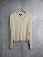 DKNY JUMPER SIZE LARGE. CREAM V NECK WOOL MIX JUMPER FITS 12-14