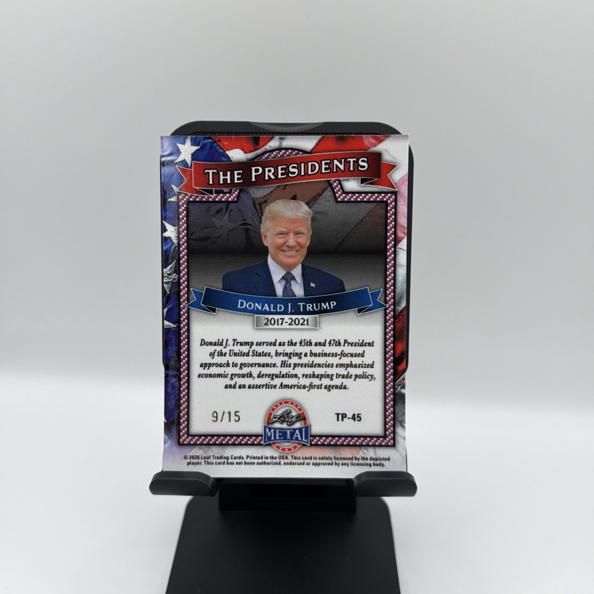 2026 Leaf Metal Presidents Day DONALD TRUMP - TP-45 Silver Shimmer