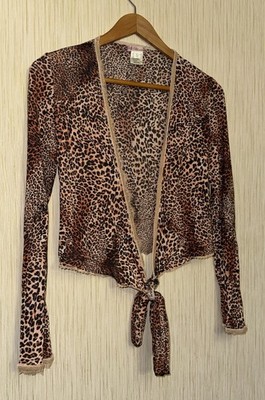 Vintage Blumarine  Pink Leopard Animal Print Wrap Top Rare Archive Size L-M