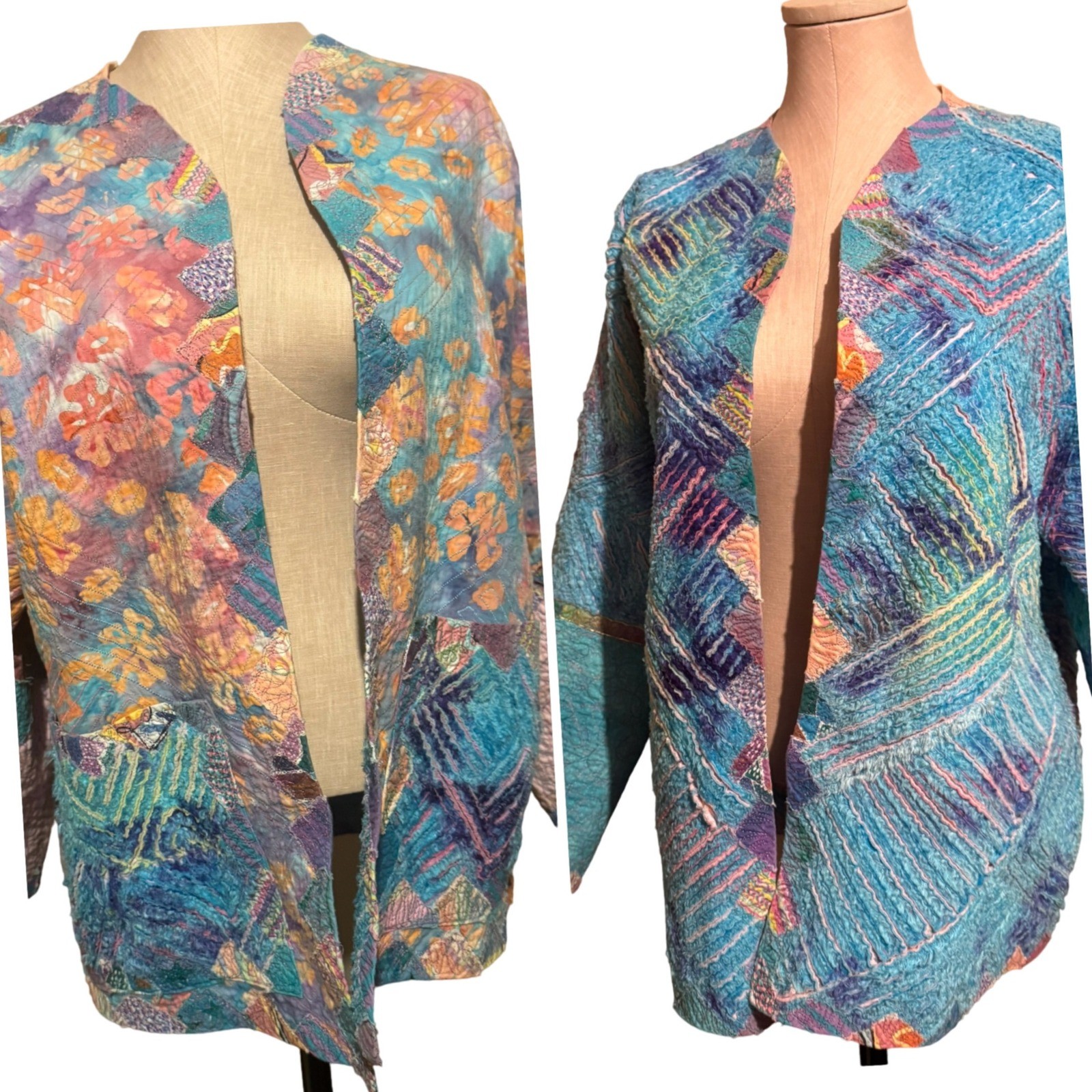 Handmade W Large Quilted patchwork Jacket Reversi… - image 2