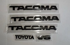 5 pcs Toyota Tacoma Tag MATTE Black Door Fender Emblem Decal Badge Nameplate