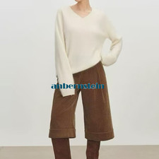 Vintage Corduroy Wide Leg Hem Cropped Trousers