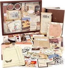 Draupnir Vintage Aesthetic Scrapbook Kit(346pcs), Bullet Junk 348pcs, 