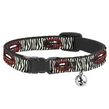 Cat Collar Breakaway with Bell Mouth Zebra NARROW Fits 8.5-12"
