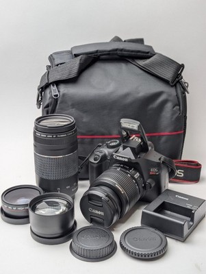 Canon EOS Rebel T6 18MP DSLR 18-55mm IS II 75-300mm Lens Kit 12K Shutter