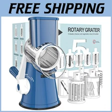 Compact Hand Crank Cheese Grater - 5 Blades