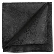 Mens 12'' Black Paisley Pocket Square Hanky Handkerchief