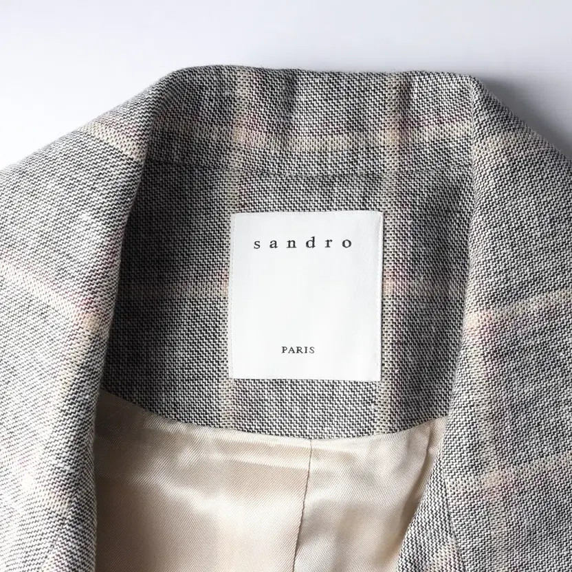 Sandro Linen Check Pattern Double Button Blazer J… - image 4