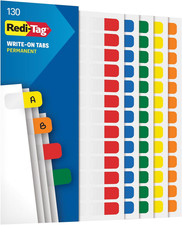Write-On Tabs, Permanent Adhesive Index Tabs, Assorted Primary Colors: Yellow, O