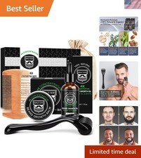 Complete Beard Growth Set: Biotin Oil, Balm  Comb for Personalized Grooming