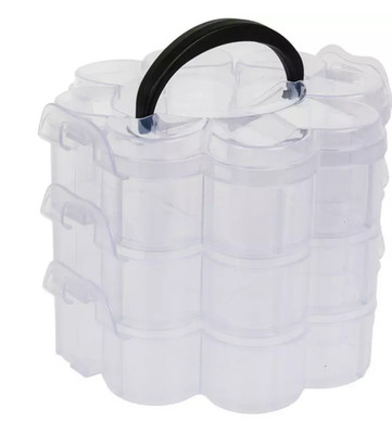 Three-Tiered Flower Stackable Organizer - Clear Craft & Sewing Storage Case