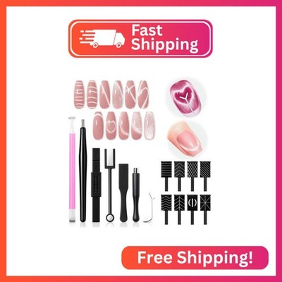 modelones Cat Eye Magnet Set, 15PCS French Cateye Gel Nail Polish Magnet Nail Ar