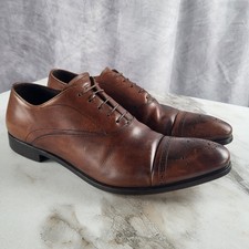 Vintage PRADA Bench Made bROGUE Cap Toe OXFORD Men's Size 7.5 D Tan