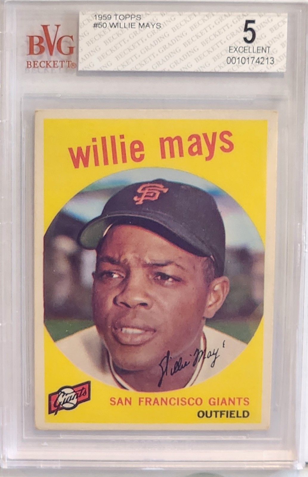 WILLIE MAYS - 1959 Topps #50  -  BVG 5 EXCELLENT  -  San Francisco Giants