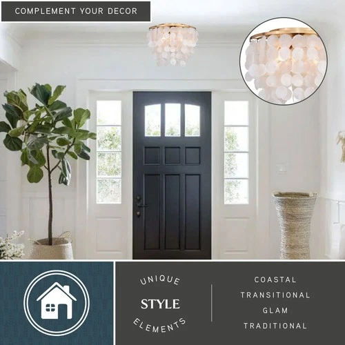 Vaxcel Lighting C0285 Elsa 3 Light 16"W Flush Mount Capiz Shells - Brass - Picture 11 of 12