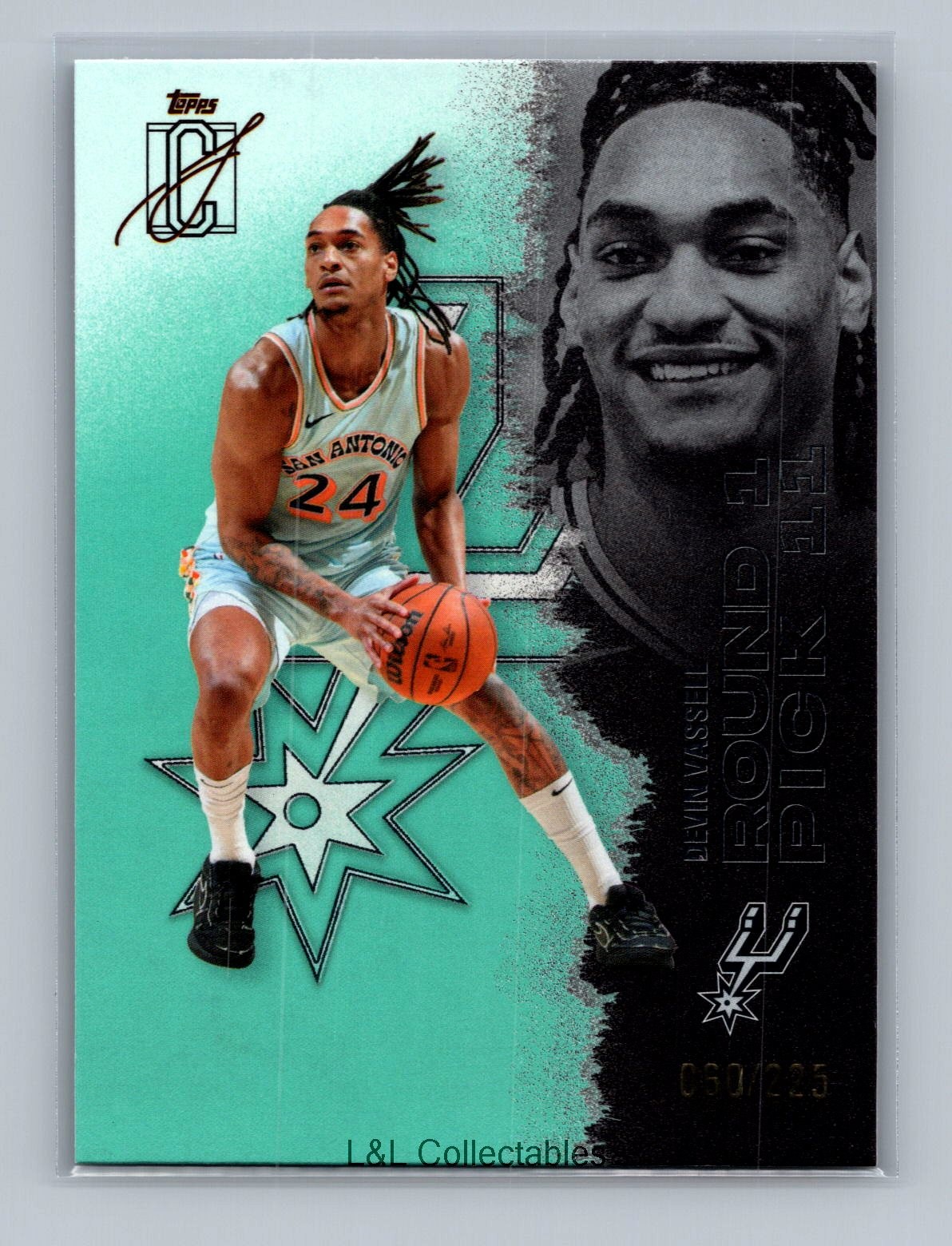 2025-26 Topps Signature Class #34 Devin Vassell Chrome Teal Refractors #/225