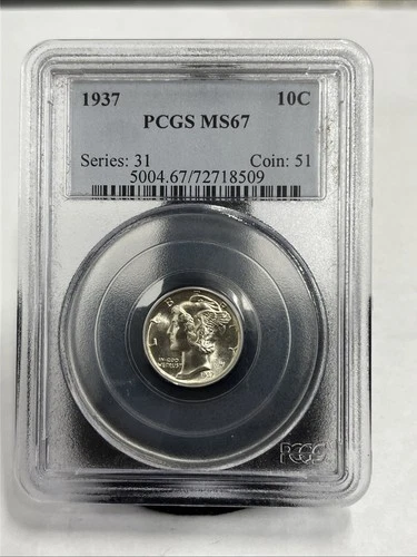 1937 Mercury Dime PCGS MS 67