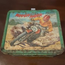 Rough Rider Metal Lunchbox Motocross Graphics 1970s Vintage, No Thermous