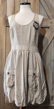 Forever 21 Bubble Dress Womens Sz Large Tan Sleeveless Side Zip Utility Pockets 