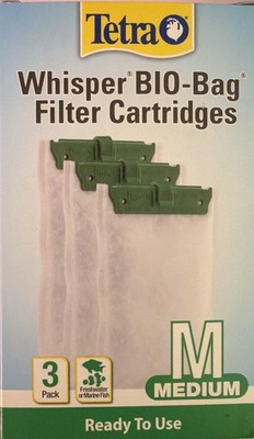 x3 Tetra Whisper FILTER CARTRIDGES ''M'' MEDIUM ULTRA ACTIVATED CARBON 2-10 Gallon