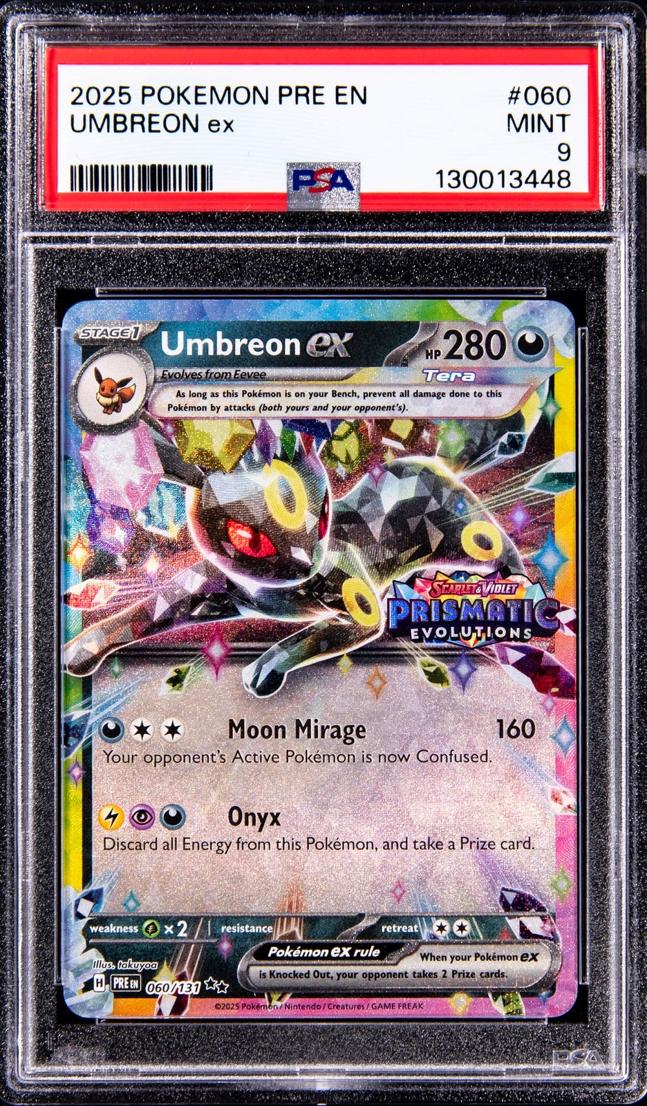 2025 Pokemon Prismatic Evolutions #060 Umbreon ex - PSA MINT 9