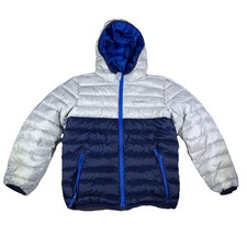 Eddie Bauer Youth Hooded Reversible Puffer Jacket Boys Small 7/8 Multicolor