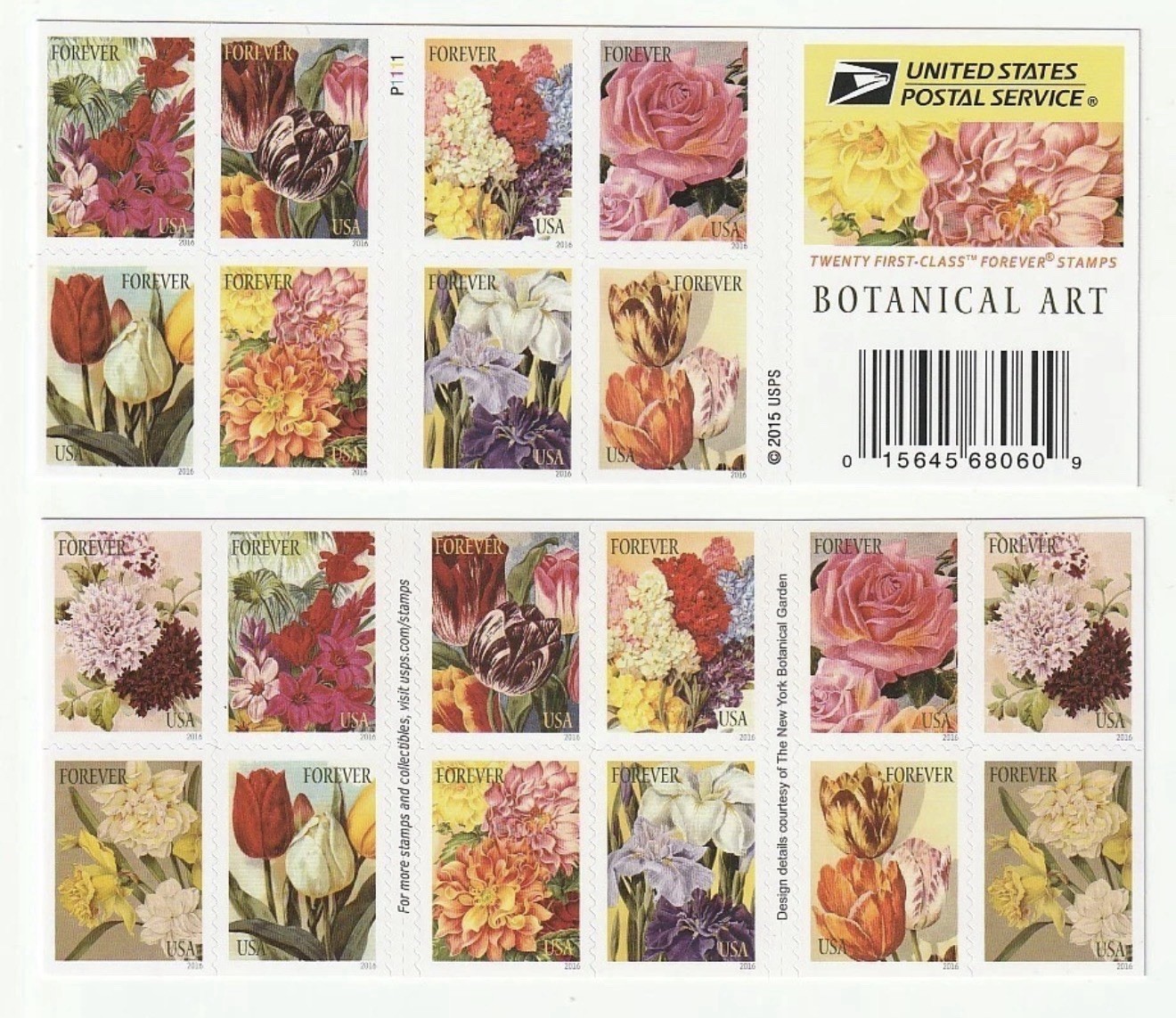 2015 USPS SHEET OF 20 FIRST CLASS LETTER STAMPS BOTANICAL AR
