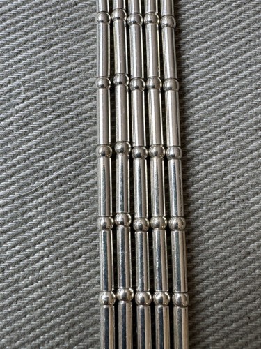 Italian 5 Strand Bar Link .925 Sterling Silver 7.5” Clasp Bracelet - Picture 3 of 13