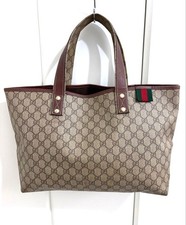 GUCCI GG Supreme PVC Sherry line 211134 Tote Diaper Bag Handbag Beige