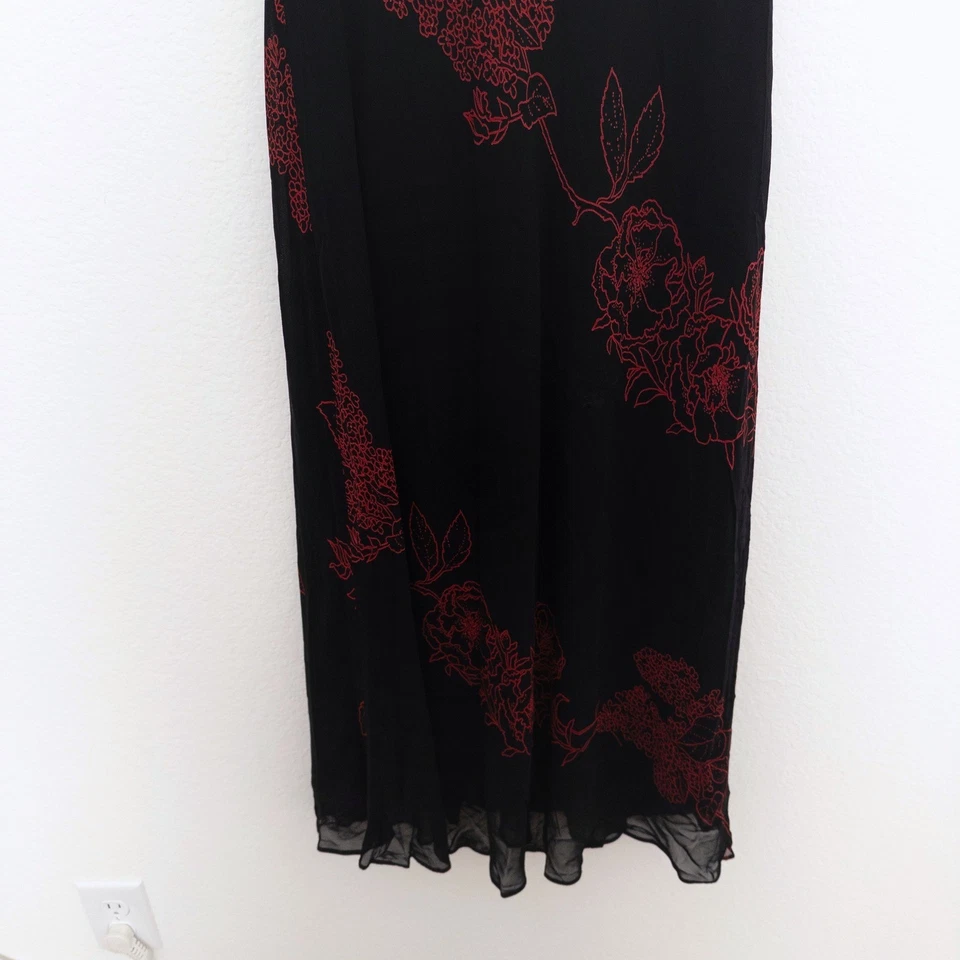 VTG Jones New York Womens Dress Size 6 Black Red Floral Midi Witchy Whimsigoth - Image 4 of 4