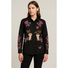 Unique women’s embroidered western style button up 