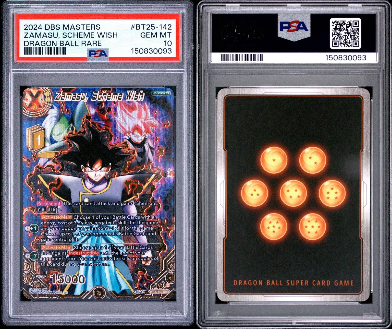 Dragon Ball 2024 súper raro #BT25-142 ZAMASU, ESQUEMA DESEO PSA 10