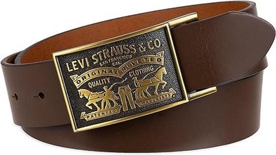 Levi s Men s Leather Jean Belt with Removable Plaque Buckle