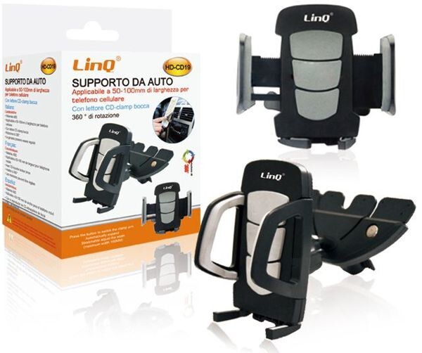 Supporto Da Auto Attacco Slot Cd Autoradio Smartphone Gps Mp3 Mp4 Linq hd-cd19