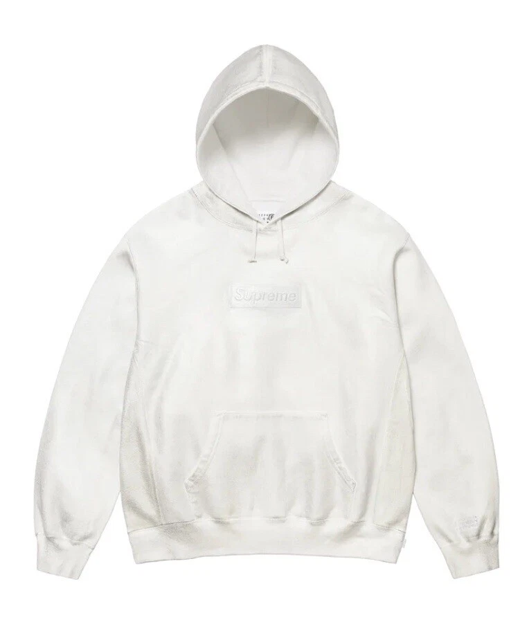 SUPREME/MM6 MAISON MARGIELA FOIL BOITE LOGO SWEAT SHIRT À CAPUCHE GRAND 100 % AUTHENTIQUE
