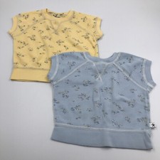Tommy Hilfiger Vintage Floral Baby Short Sleeve Shirt Pair Cotton Size 4 Blue