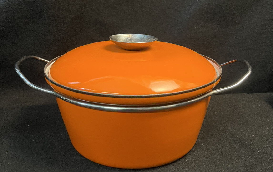Vintage Cathrineholm Enamelware Casserole Solid Orange Grete Prytz Vintage Cathrineholm Enamelware Casserole Solid Orange Grete Prytz