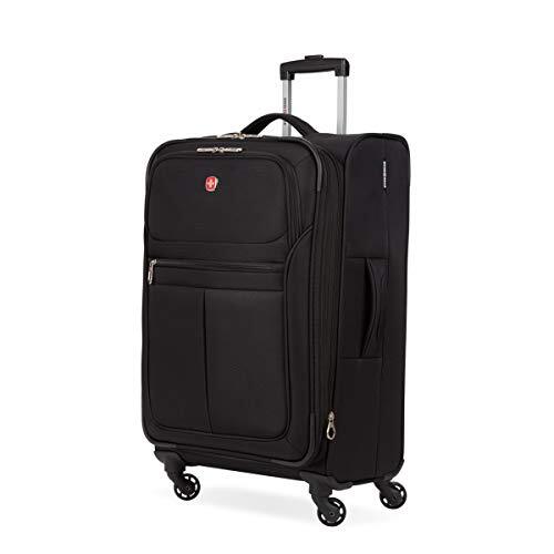 Softside Luggage, Black, Checked-Medium 23-Inch, 360-DEGREE SPINNER WHEELS
