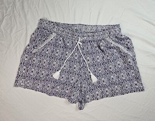 Briggs Womens Navy And White Drawstring Elastic Waist Shorts Size XXL