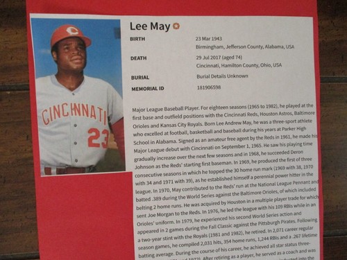 LEE MAY(Died-2017) Signed Trimmed Index Card w/8 x 11 Display w/1970 Topps/Obit - Picture 7 of 7