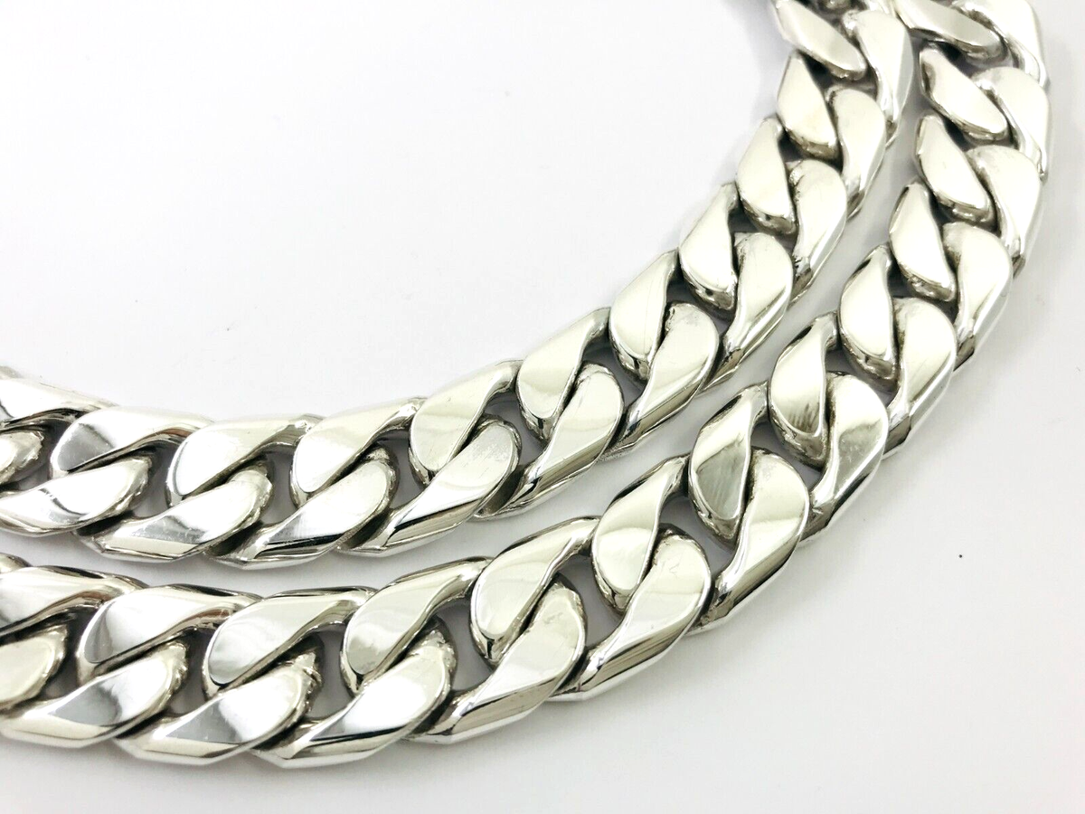 Heavy Long Taxco, Mexican 925 Sterling Silver Curb Chain Heavy Long Taxco, Mexican 925 Sterling Silver Curb Chain