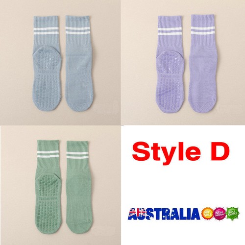3 Pairs Yoga Socks with Grips, Non Slip Grip Crew Socks for Pilates Barre Dance - Picture 20 of 45