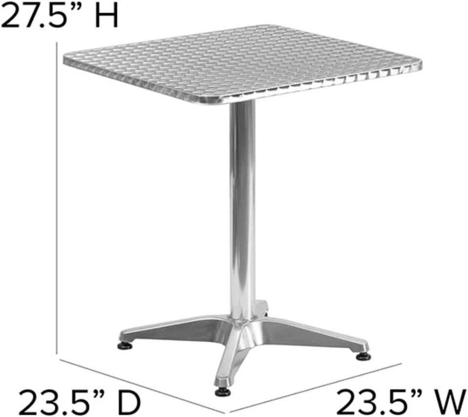Mellie 23.5'' Mesa Cuadrada Aluminio Interior-Exterior con Base, 23.5"D X 23.5"W X Foto 3 de 4